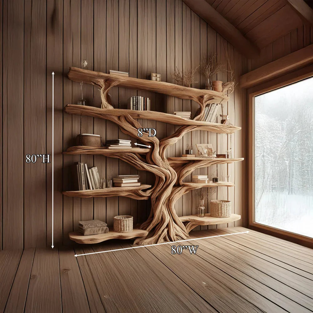 Rustic Tree Bookshelf Entryway Living Room SINLSATB224