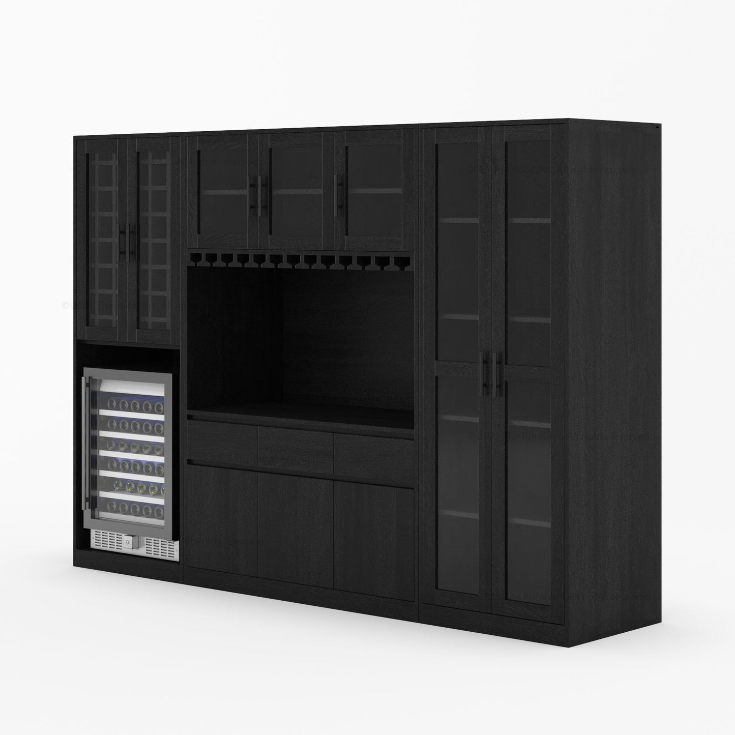 Brooklyn Solid Wood Wine Bar Cabinet with Mini Fridge Space