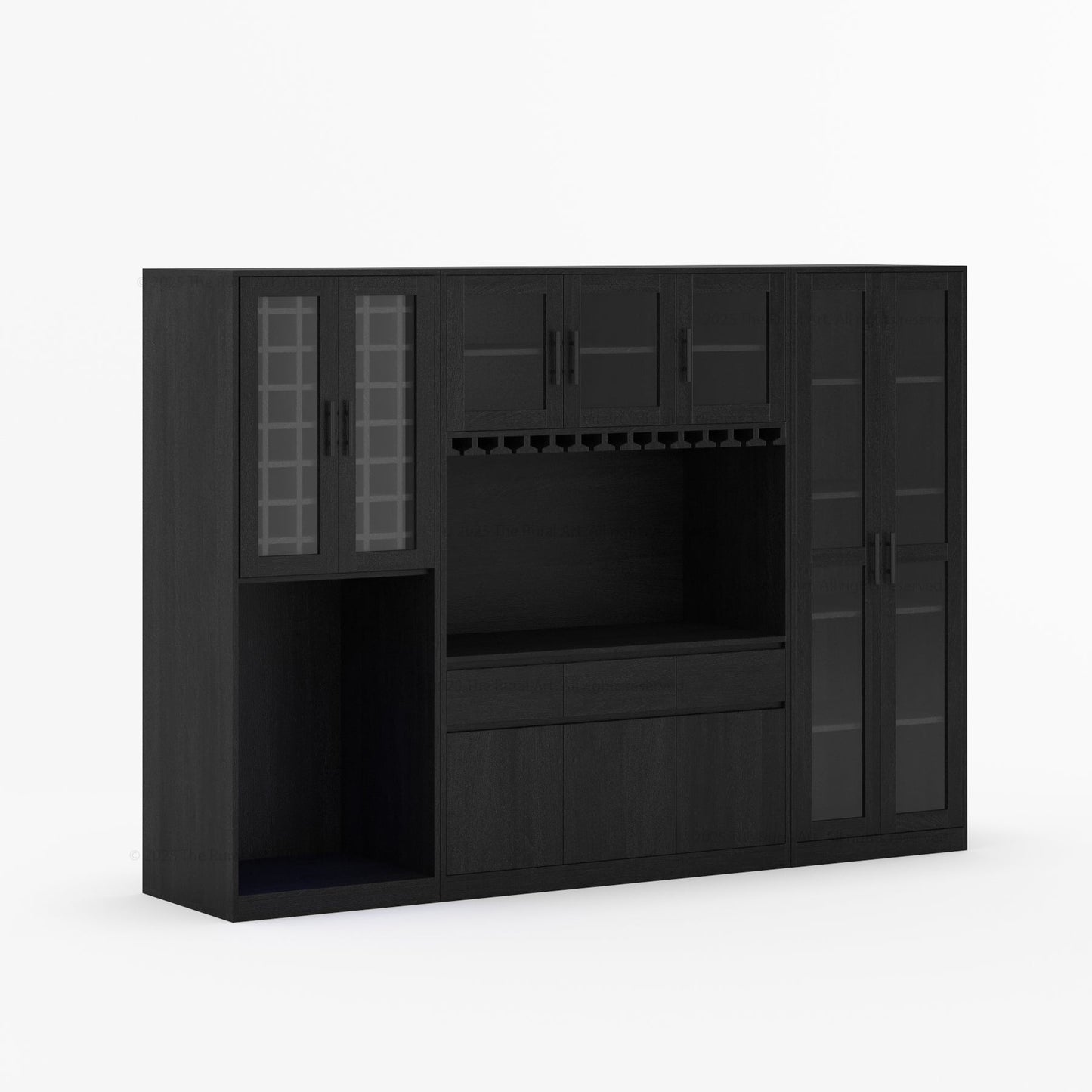 Brooklyn Solid Wood Wine Bar Cabinet with Mini Fridge Space
