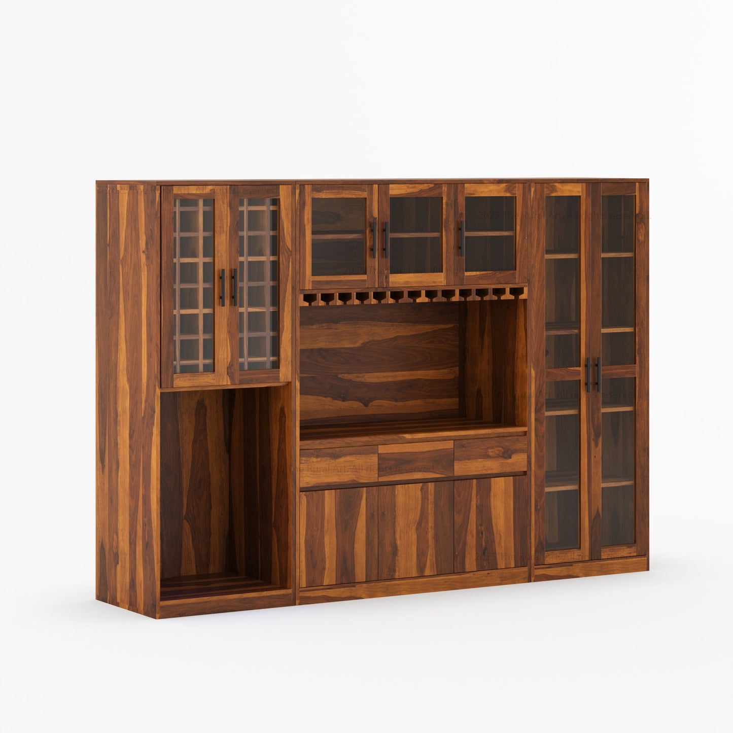 Brooklyn Solid Wood Wine Bar Cabinet with Mini Fridge Space