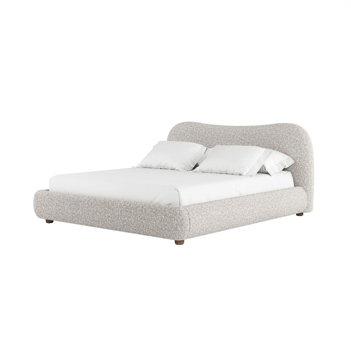 Oliver Bed – Curved Boucle Upholstered