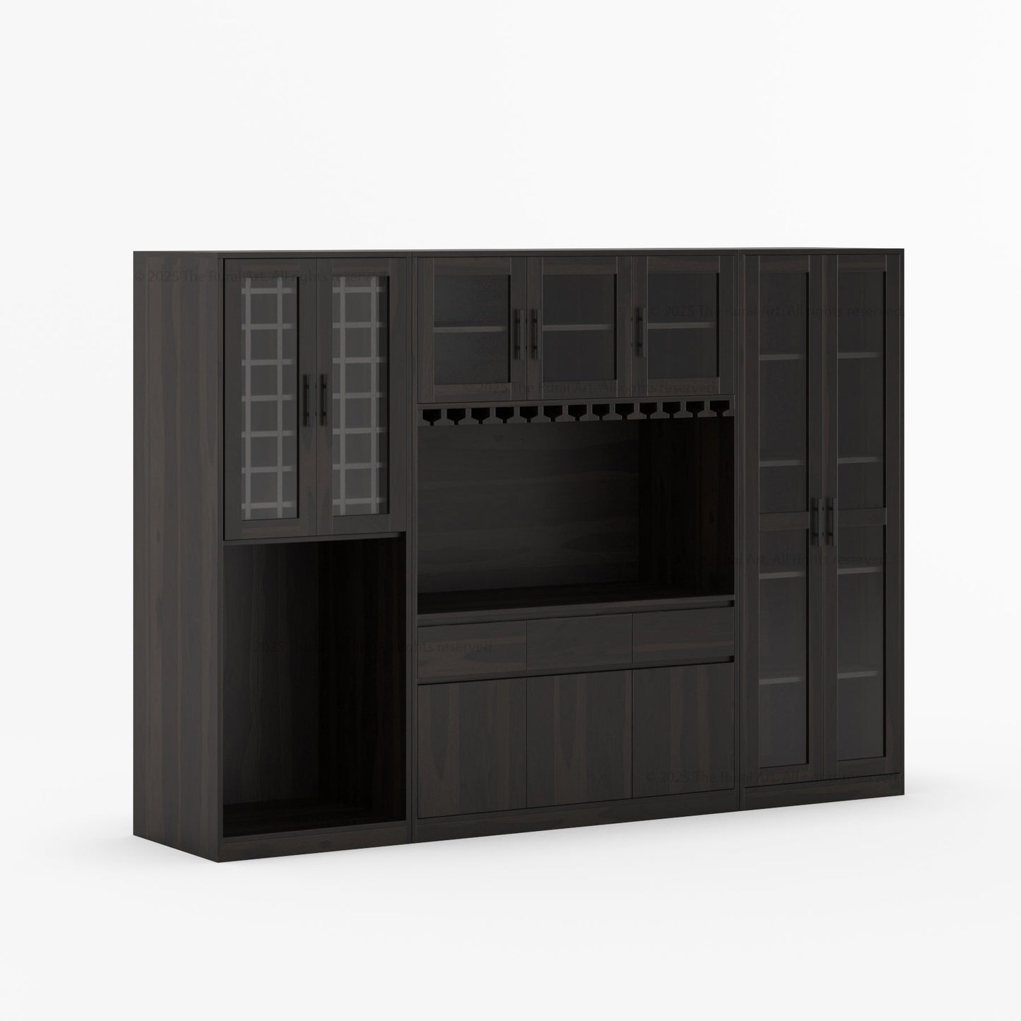Brooklyn Solid Wood Wine Bar Cabinet with Mini Fridge Space