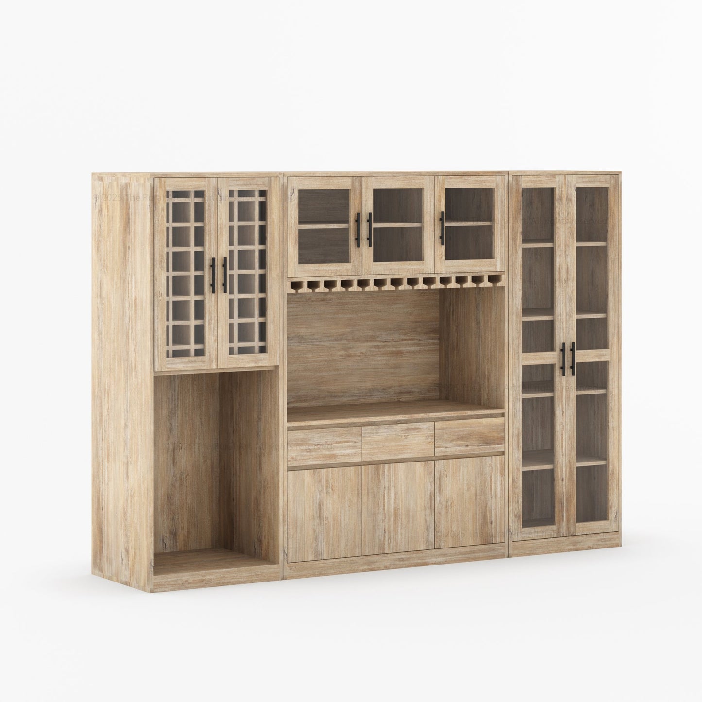 Brooklyn Solid Wood Wine Bar Cabinet with Mini Fridge Space
