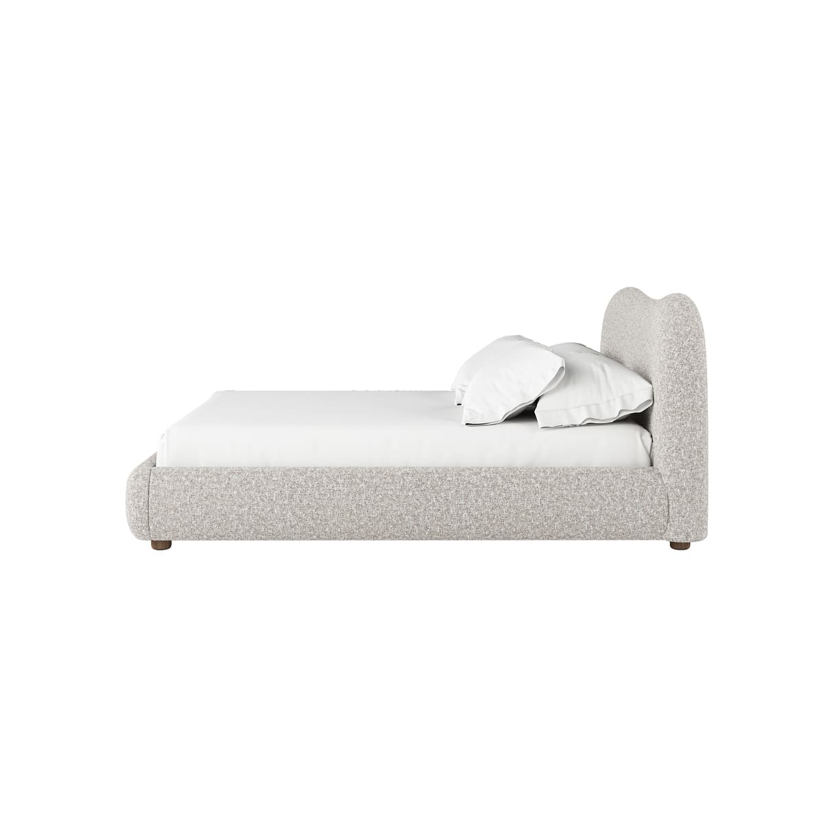 Oliver Bed – Curved Boucle Upholstered