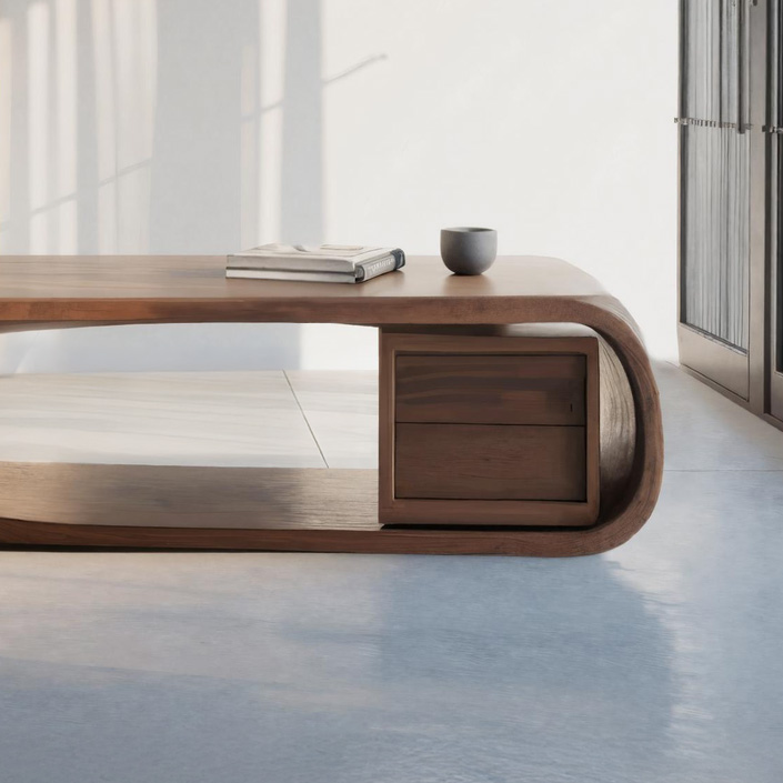 Modern Sculptural Coffee Table With Curved Design For Home Office