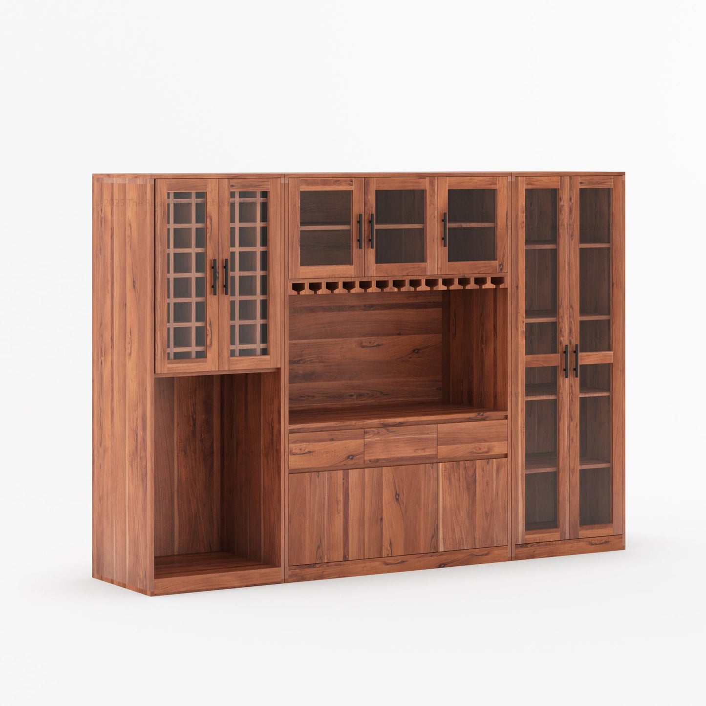 Brooklyn Solid Wood Wine Bar Cabinet with Mini Fridge Space