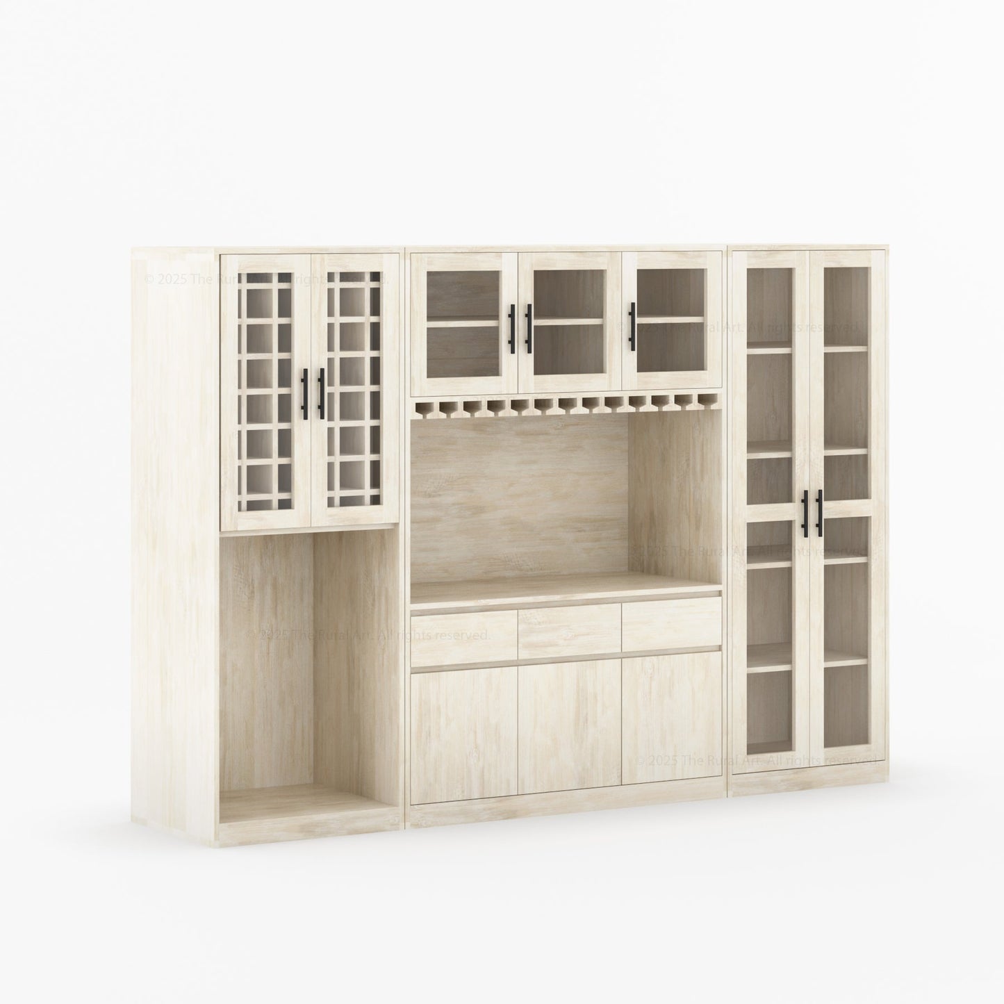 Brooklyn Solid Wood Wine Bar Cabinet with Mini Fridge Space