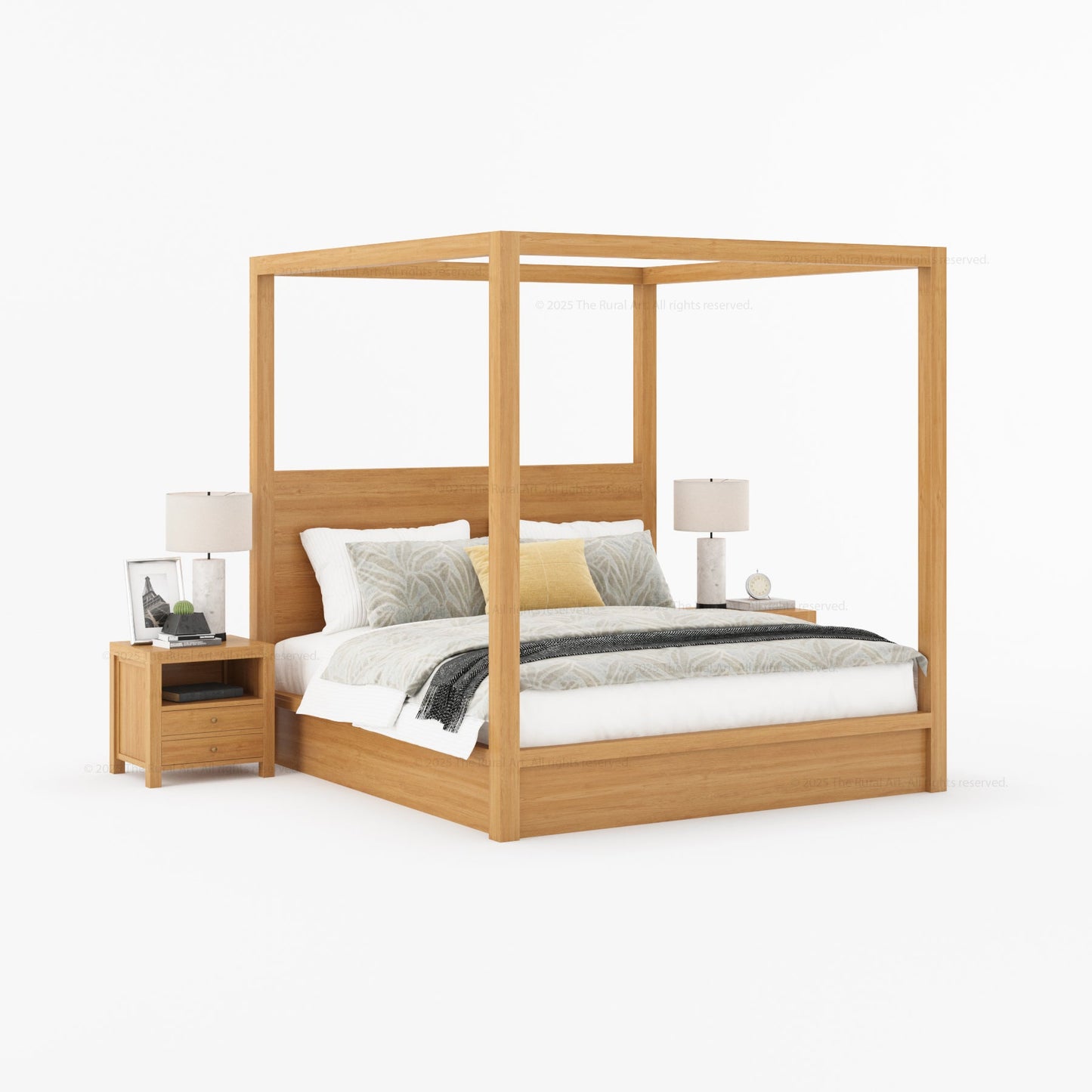 Orlando Solid Wood Canopy Platform Bed with Tall Headboard