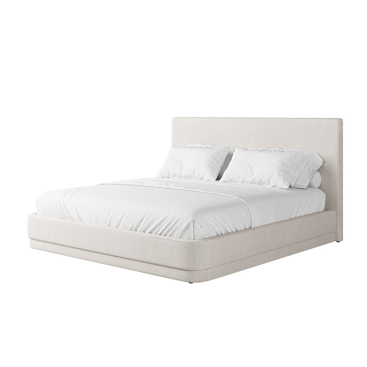 Serene Bed – Minimalist Linen Upholstered