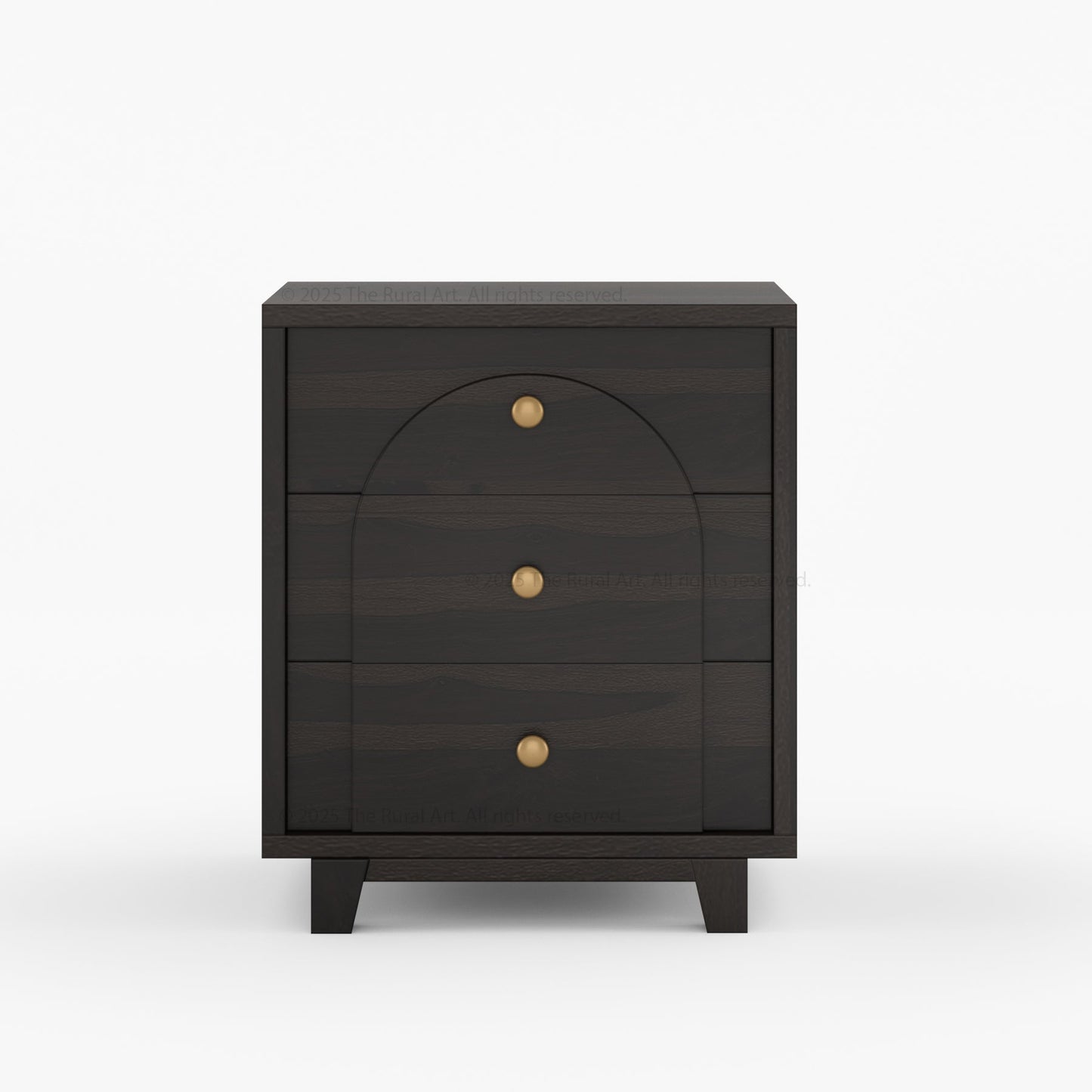 Livingston Solid Wood Nightstand with Arched Front & Brass Knobs