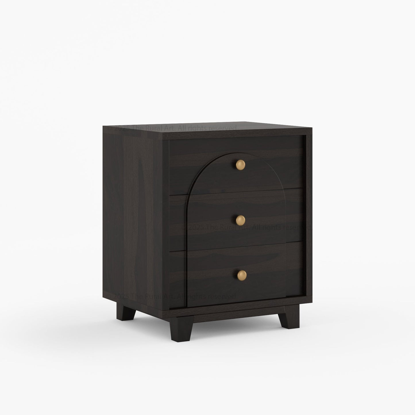 Livingston Solid Wood Nightstand with Arched Front & Brass Knobs