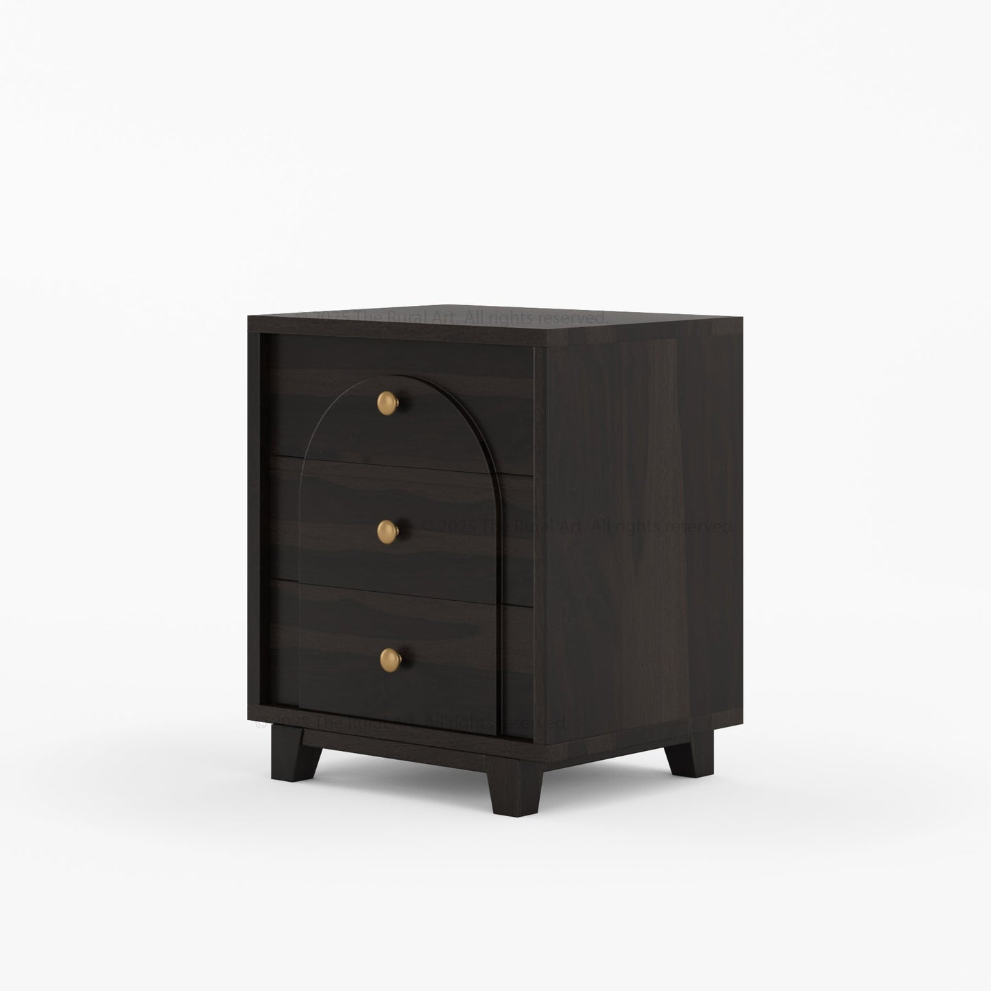 Livingston Solid Wood Nightstand with Arched Front & Brass Knobs