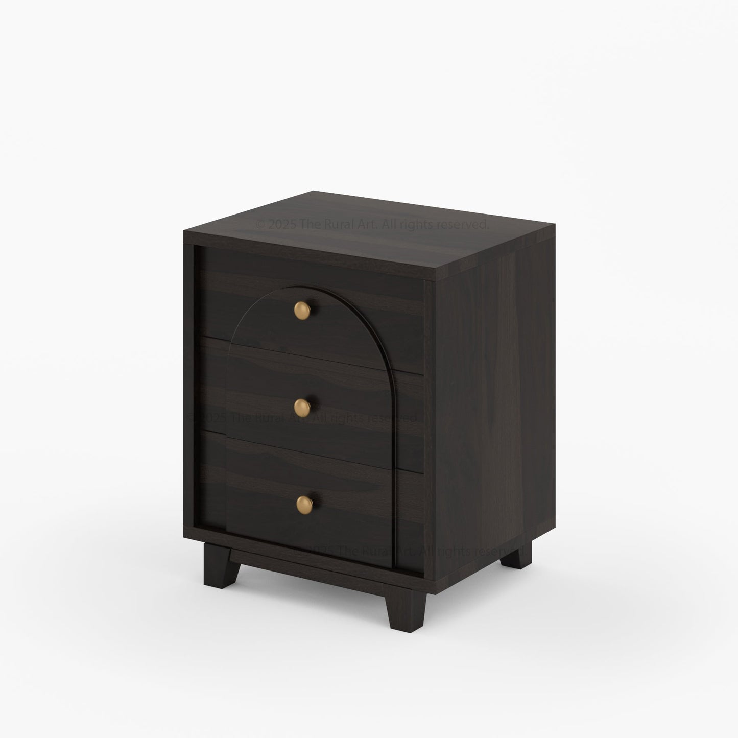 Livingston Solid Wood Nightstand with Arched Front & Brass Knobs