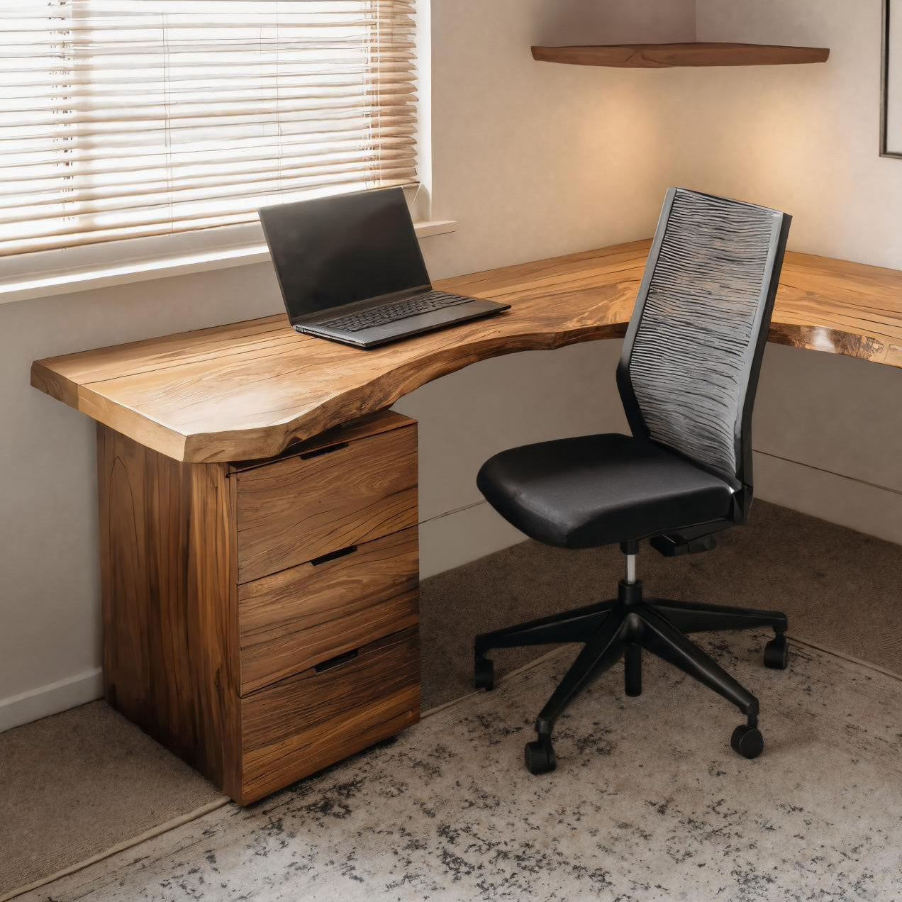 Modern L Shaped Desk With Drawer Storage For Workspace