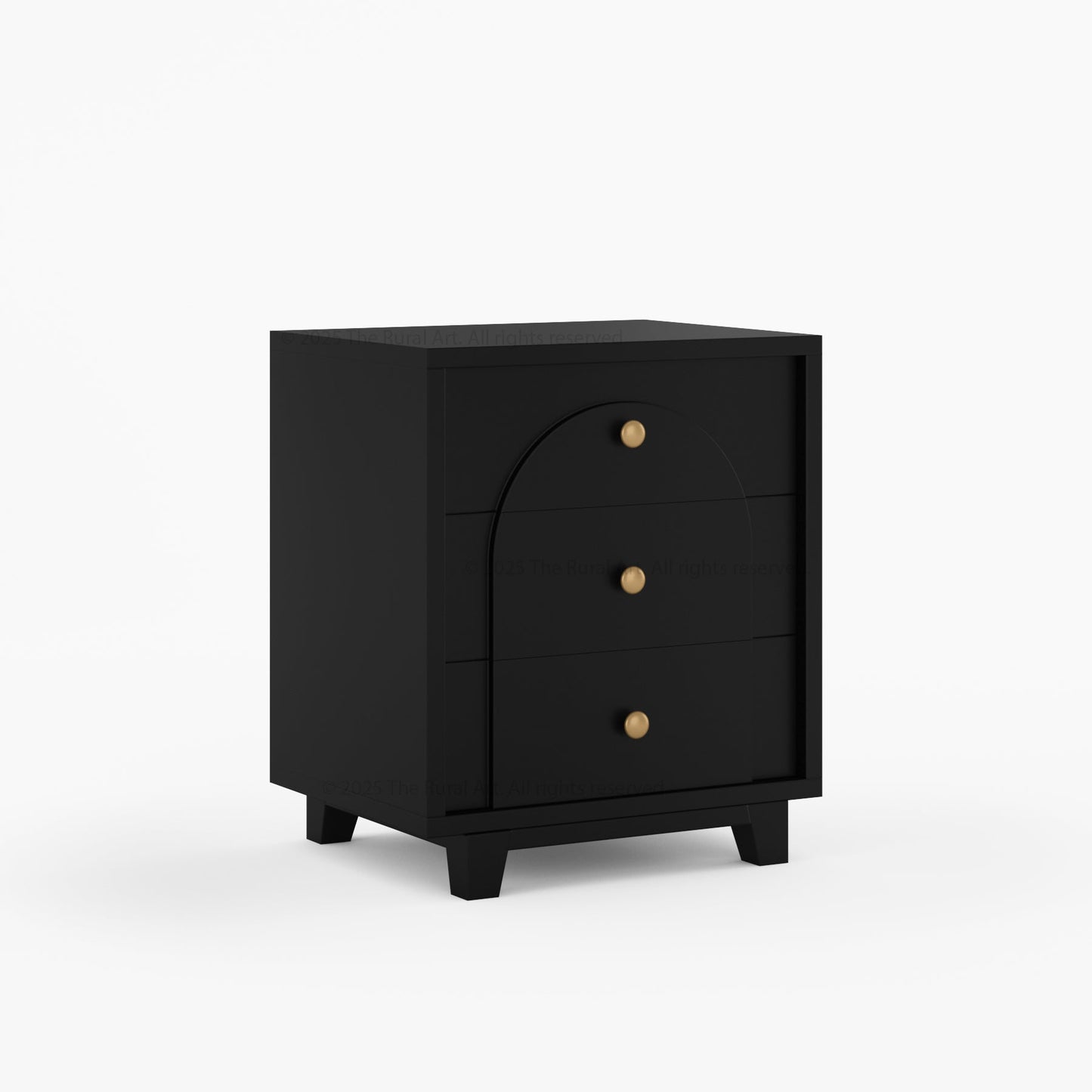 Livingston Solid Wood Nightstand with Arched Front & Brass Knobs