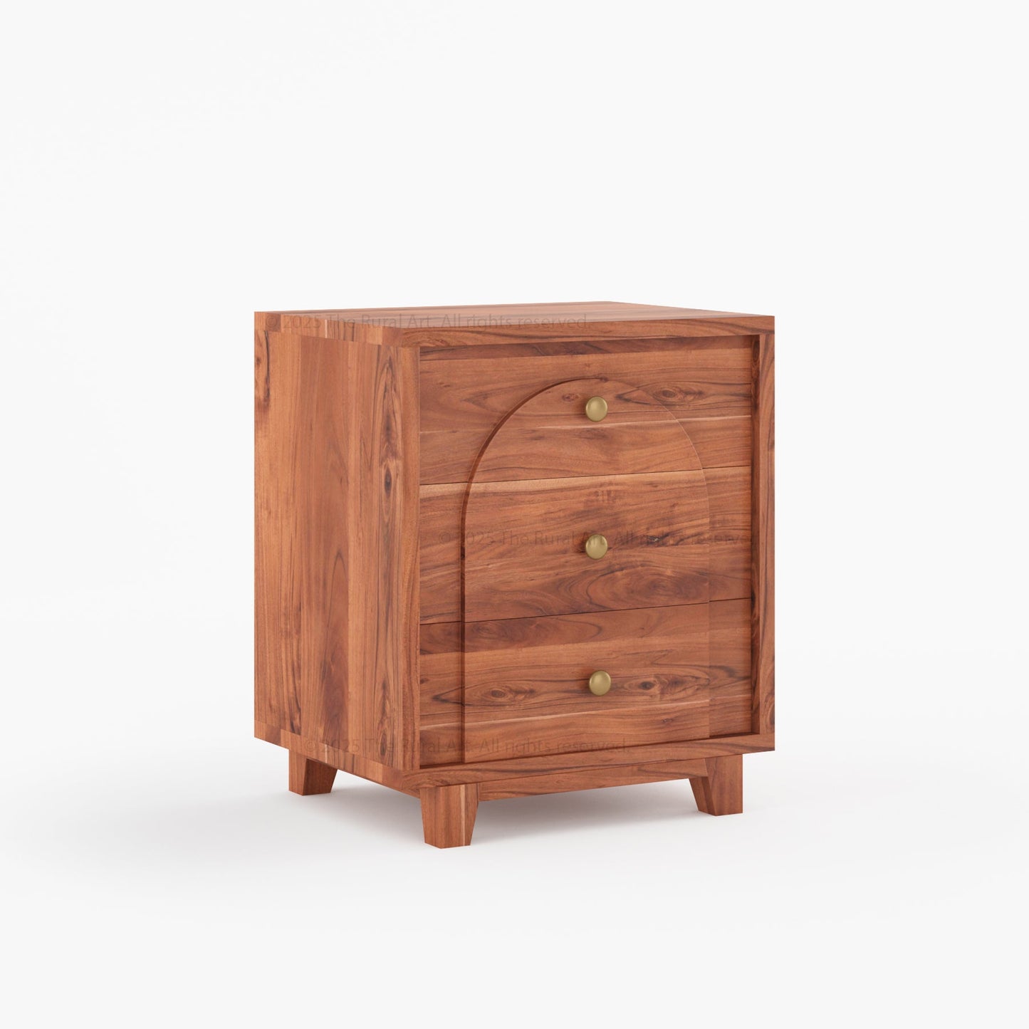 Livingston Solid Wood Nightstand with Arched Front & Brass Knobs