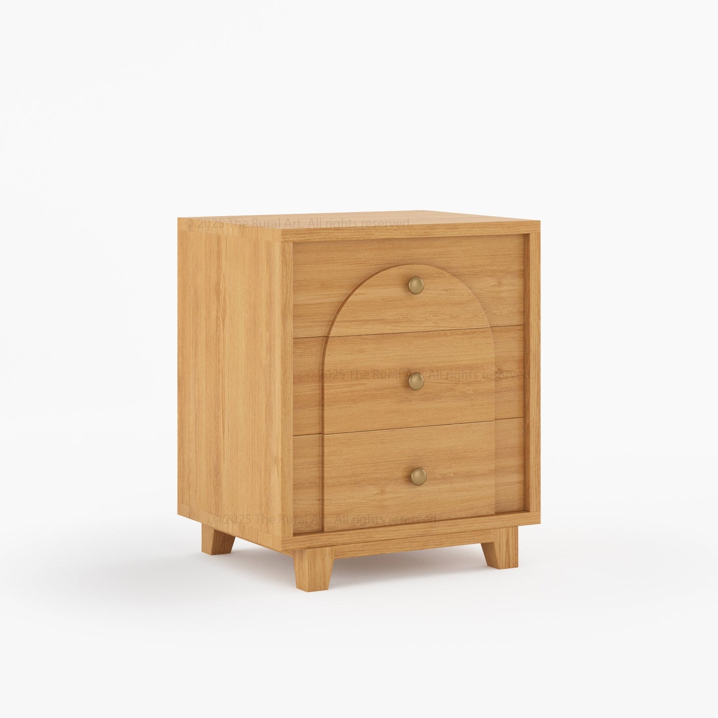 Livingston Solid Wood Nightstand with Arched Front & Brass Knobs