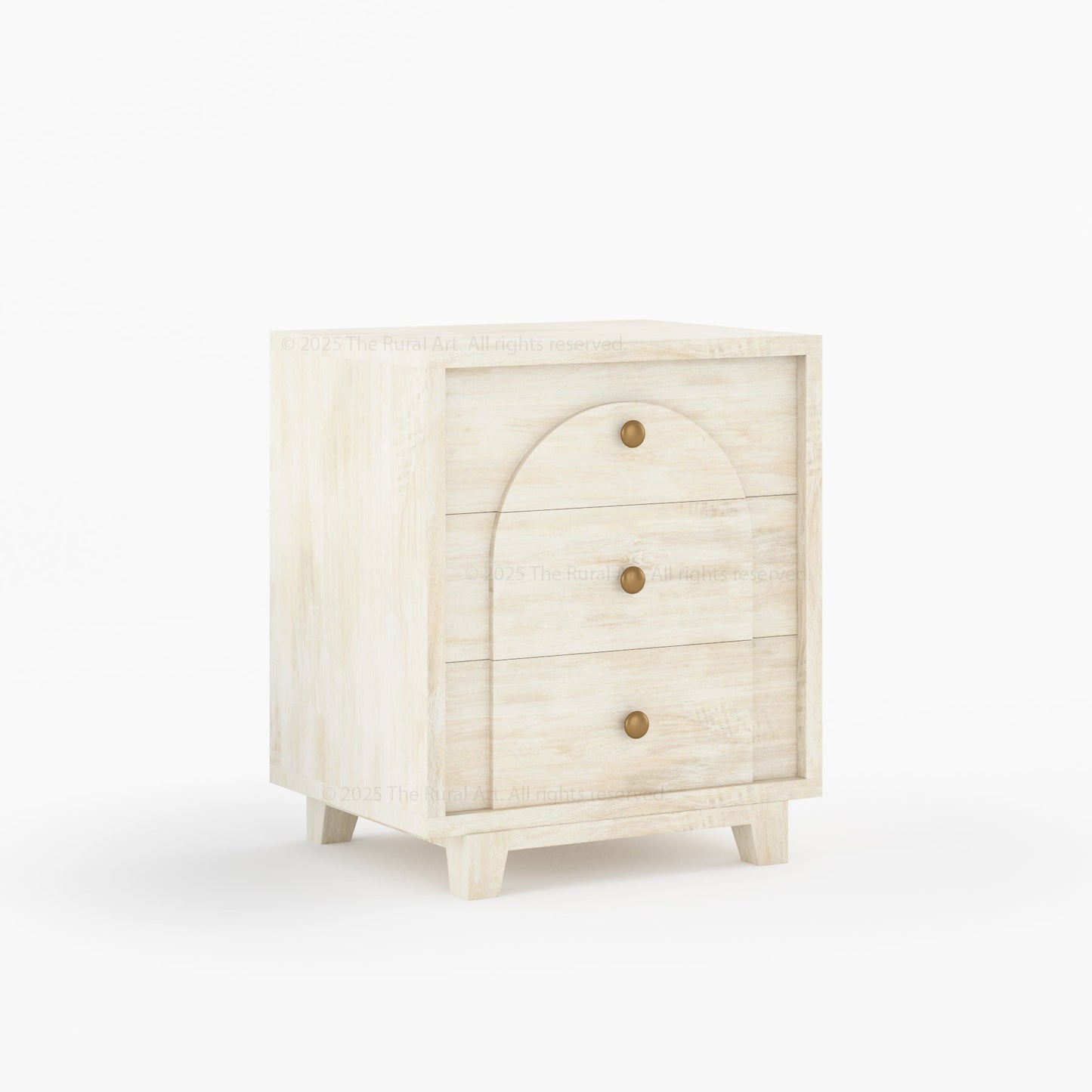 Livingston Solid Wood Nightstand with Arched Front & Brass Knobs