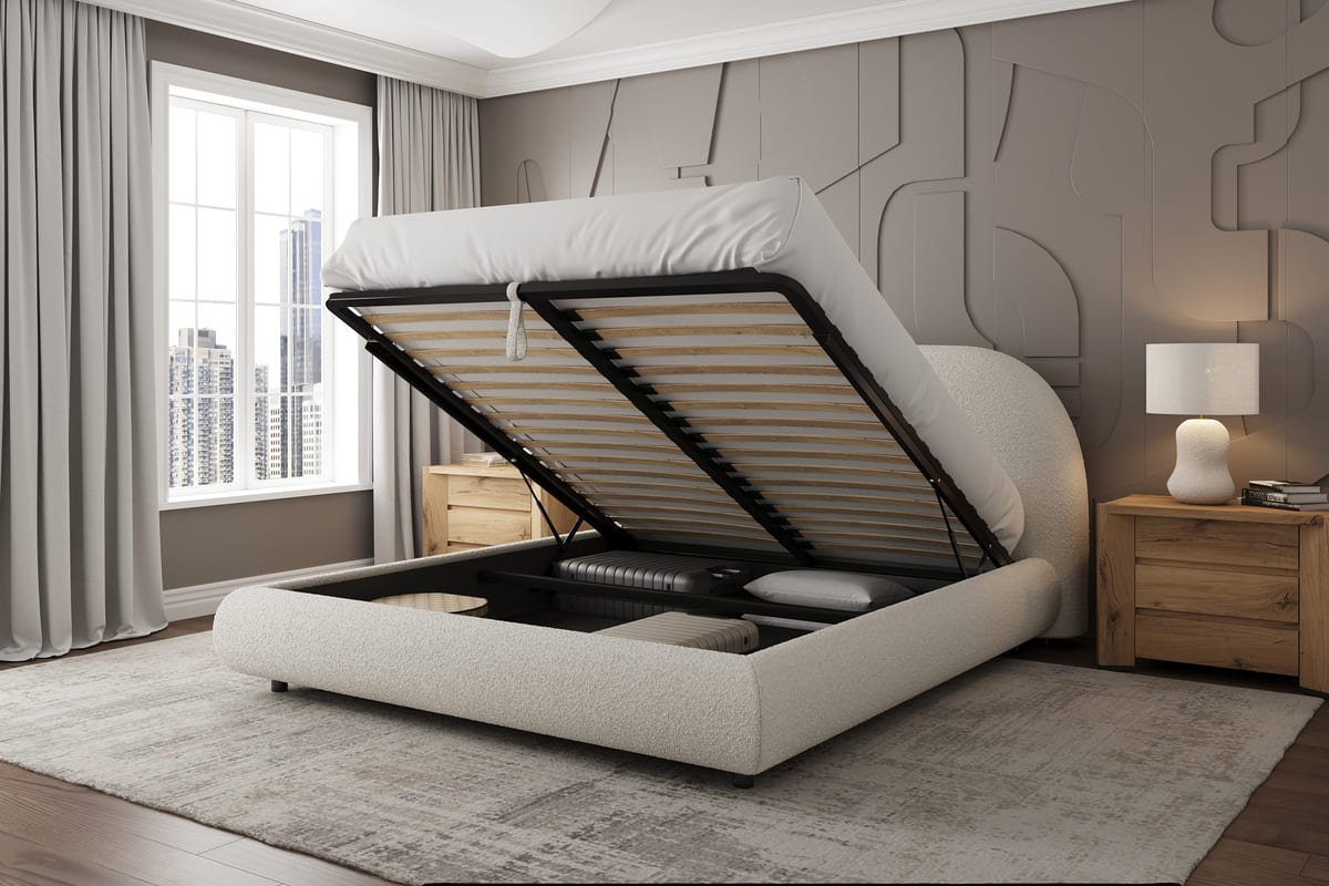 Stella Storage Bed – Boucle Contemporary