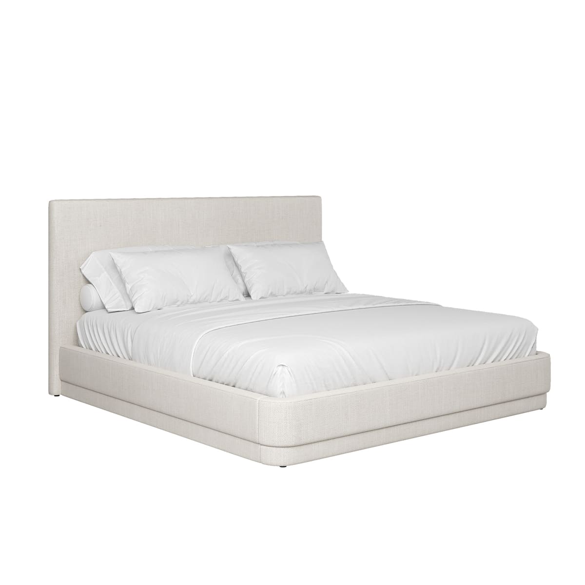 Serene Bed – Minimalist Linen Upholstered