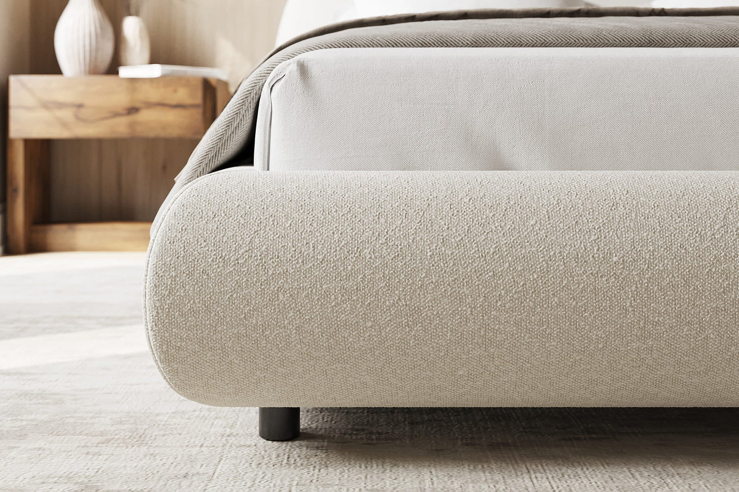 Solana Bed – Curved Boucle Modern