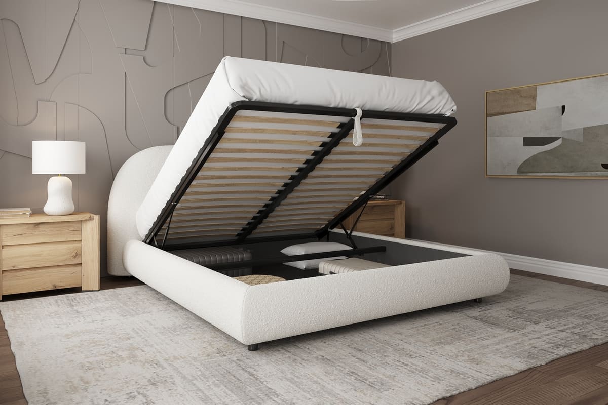 Stella Storage Bed – Boucle Contemporary
