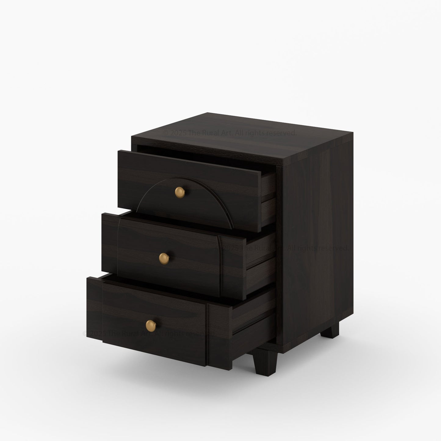 Livingston Solid Wood Nightstand with Arched Front & Brass Knobs