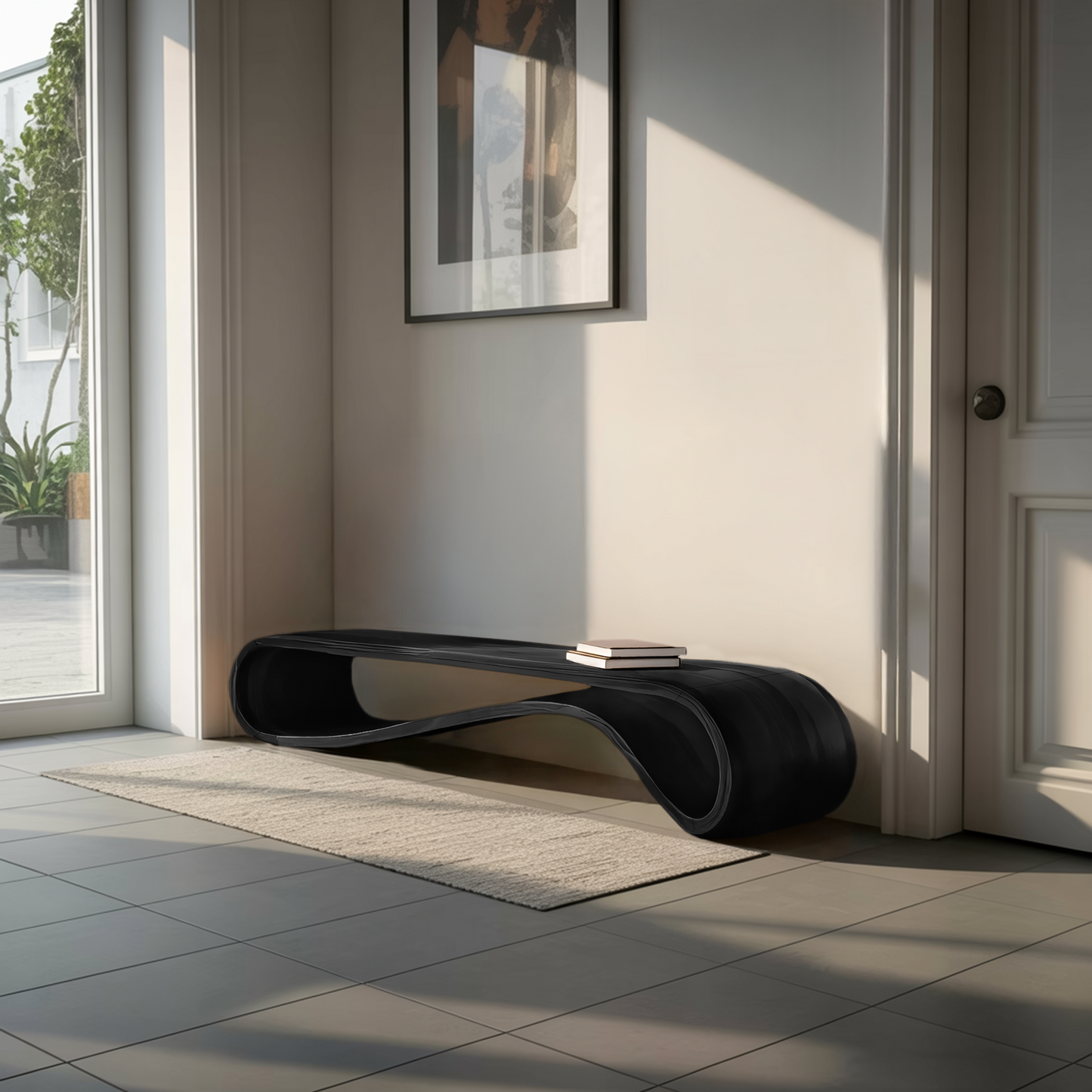 Modern Organic Curved Bench For Hallway Furniture Accent