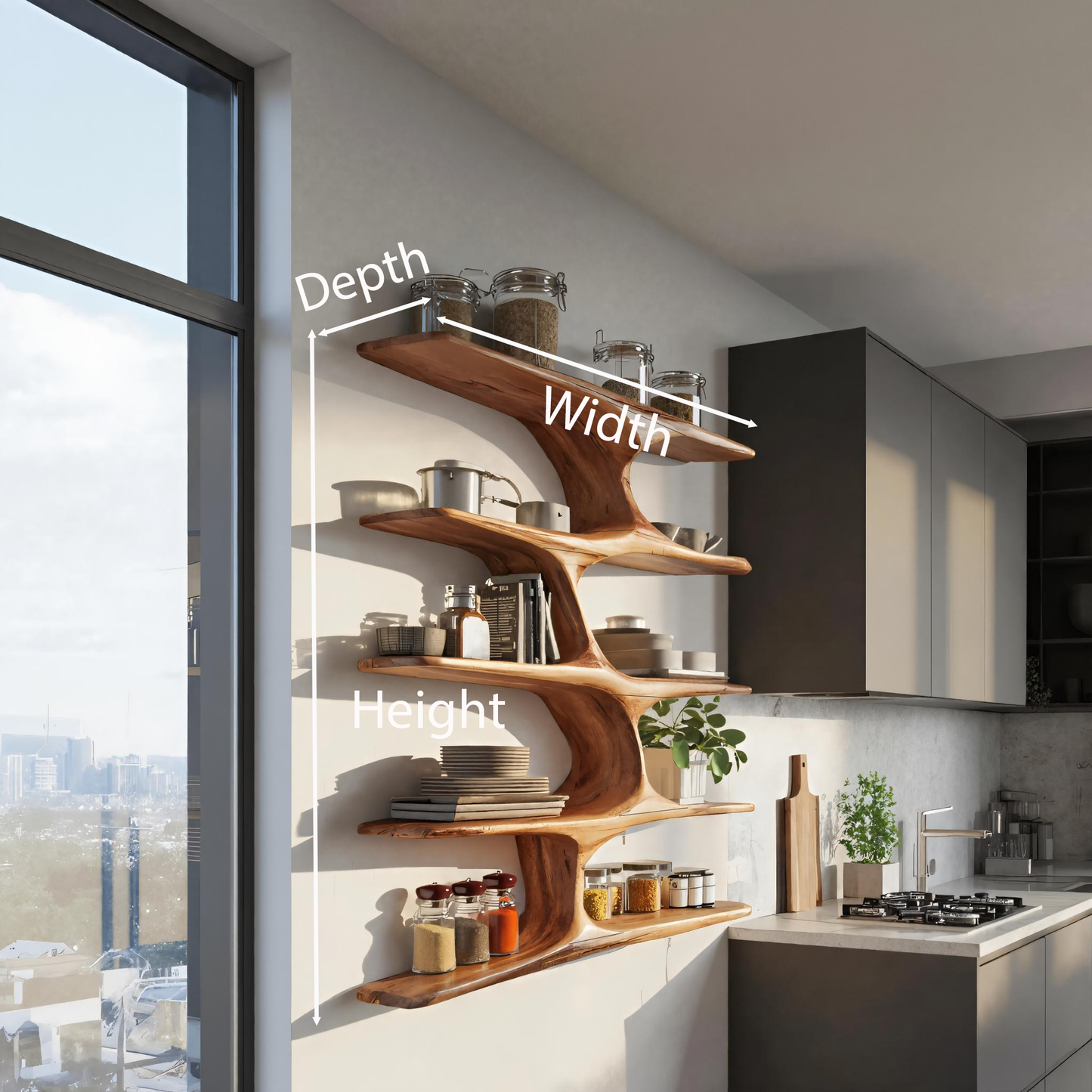 Handmade Live Edge Wall Shelf For Kitchen