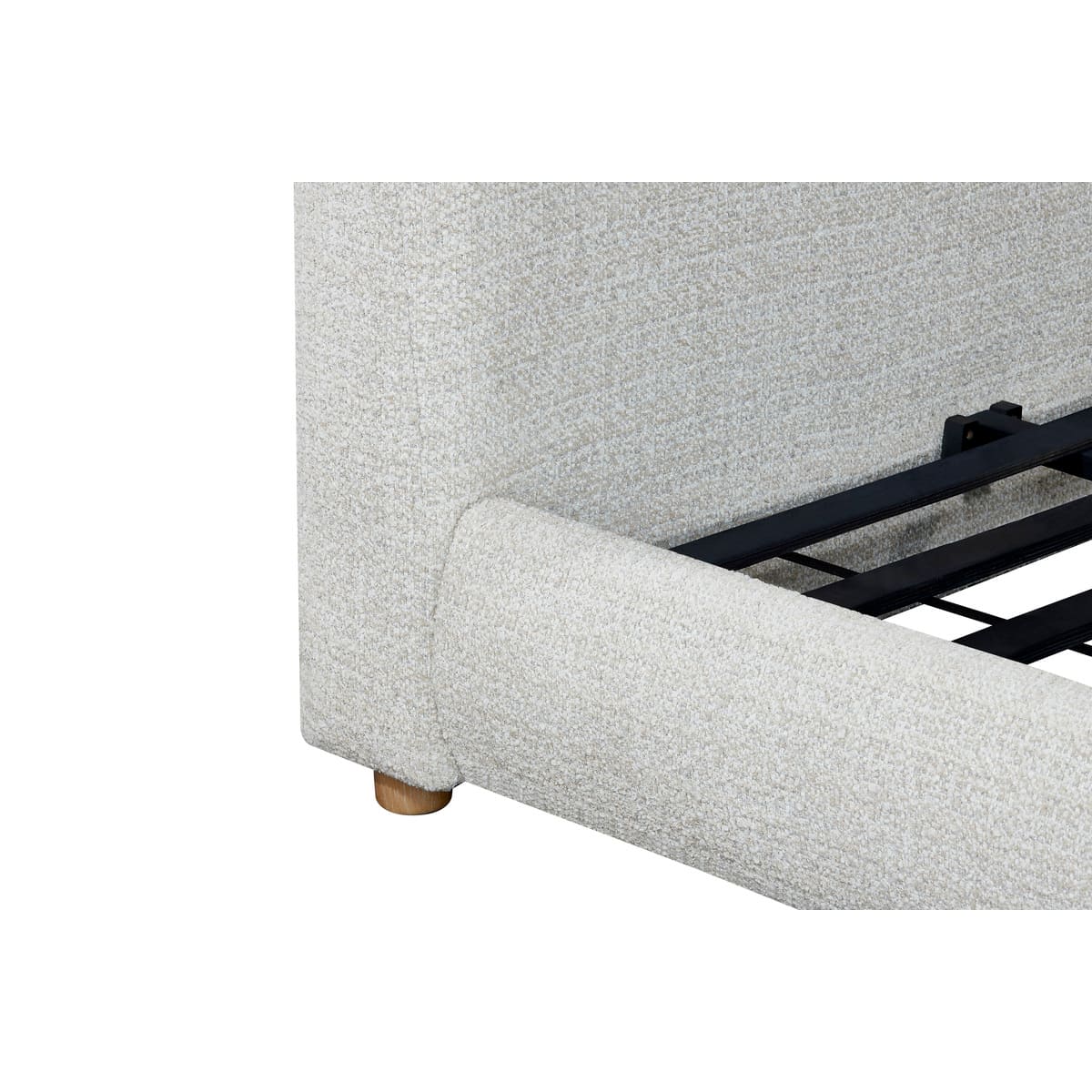 Oliver Bed – Curved Boucle Upholstered