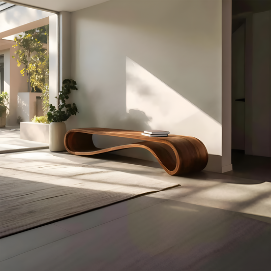 Modern Organic Curved Bench For Hallway Furniture Accent