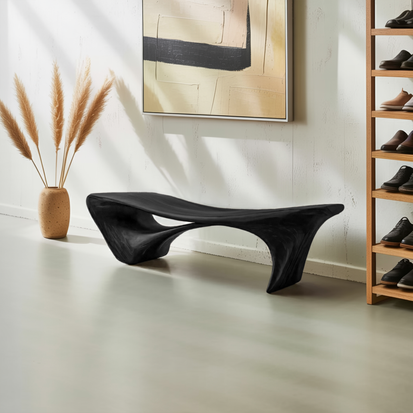 Modern Sculptural Bench For Entryway Or Living Room