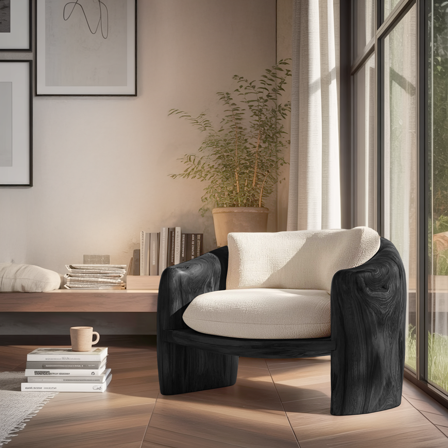 Modern Organic Lounge Chair Sculptural Form For Living Room