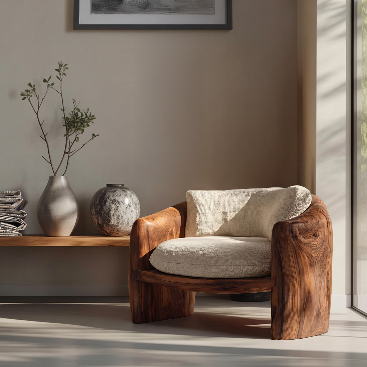 Modern Organic Lounge Chair Sculptural Form For Living Room
