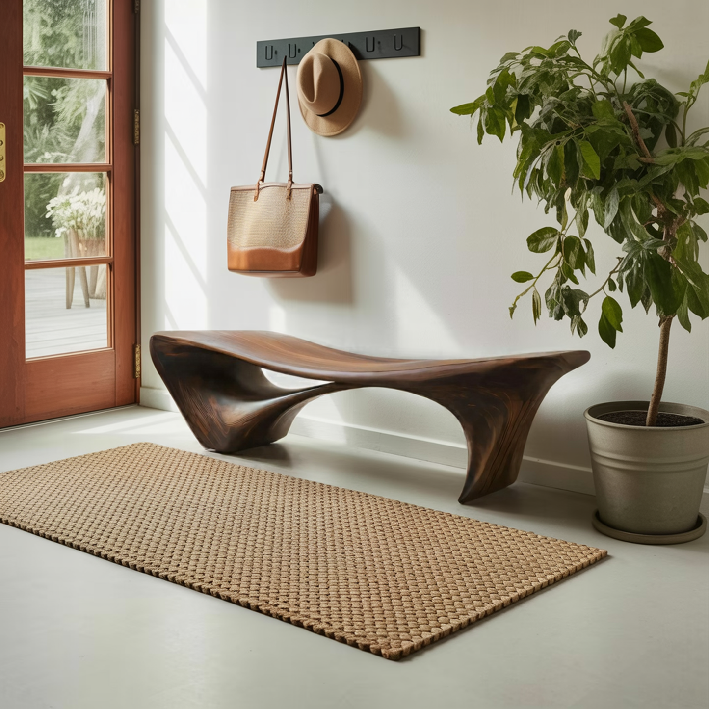 Modern Sculptural Bench For Entryway Or Living Room