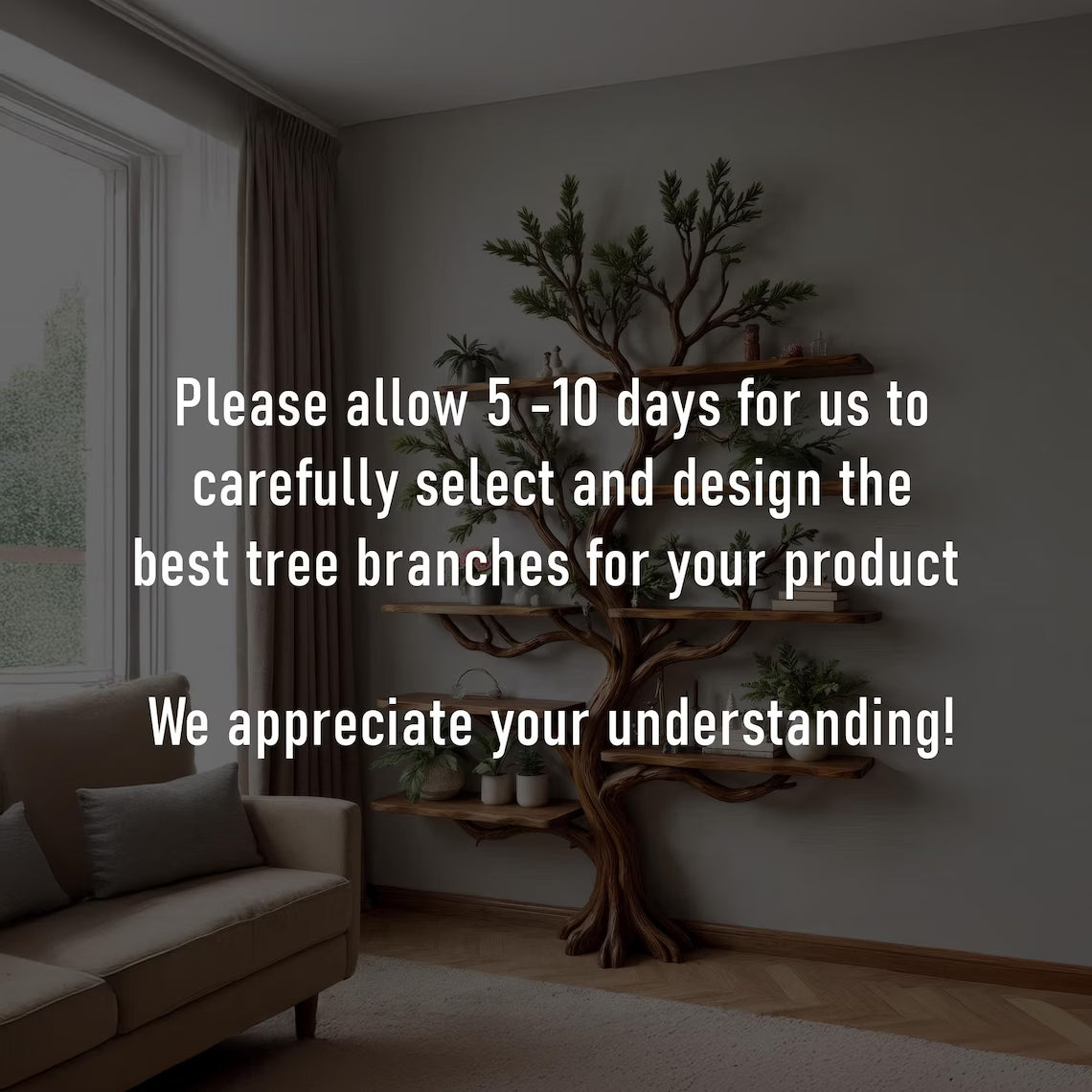 Driftwood bookshelf tree branch shelf art wall mount solid wood bookcase handmade furniture decor