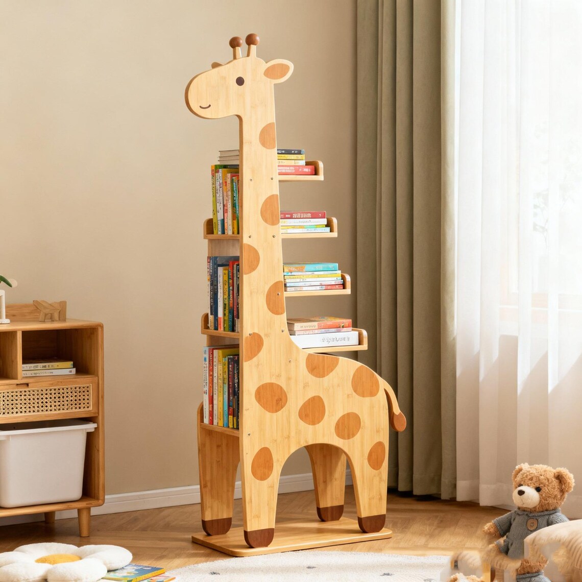 Giraffe Kids Bookshelf l Delicate Handmade Children’s Bookcase for Nursery & Playroom