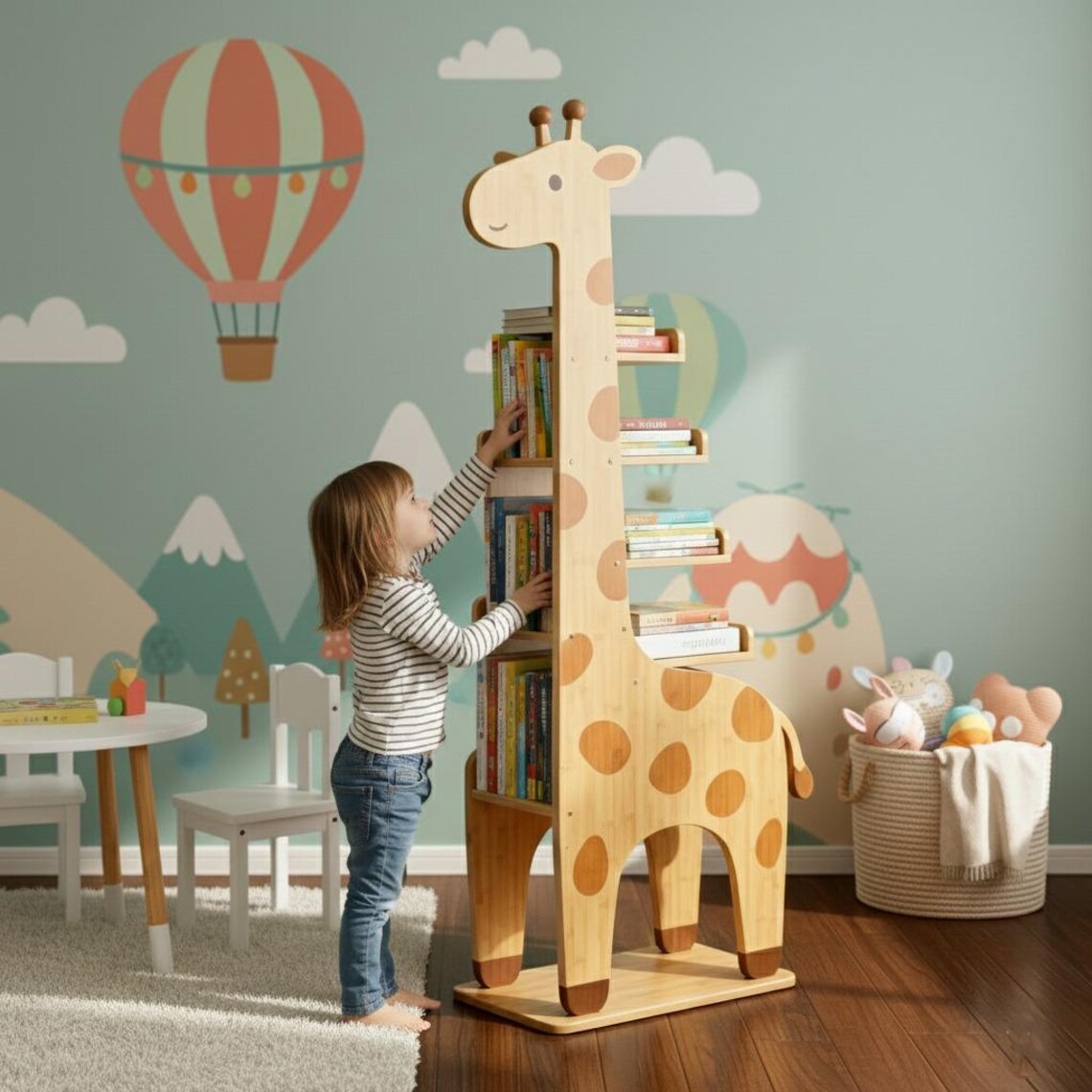 Giraffe Kids Bookshelf l Delicate Handmade Children’s Bookcase for Nursery & Playroom