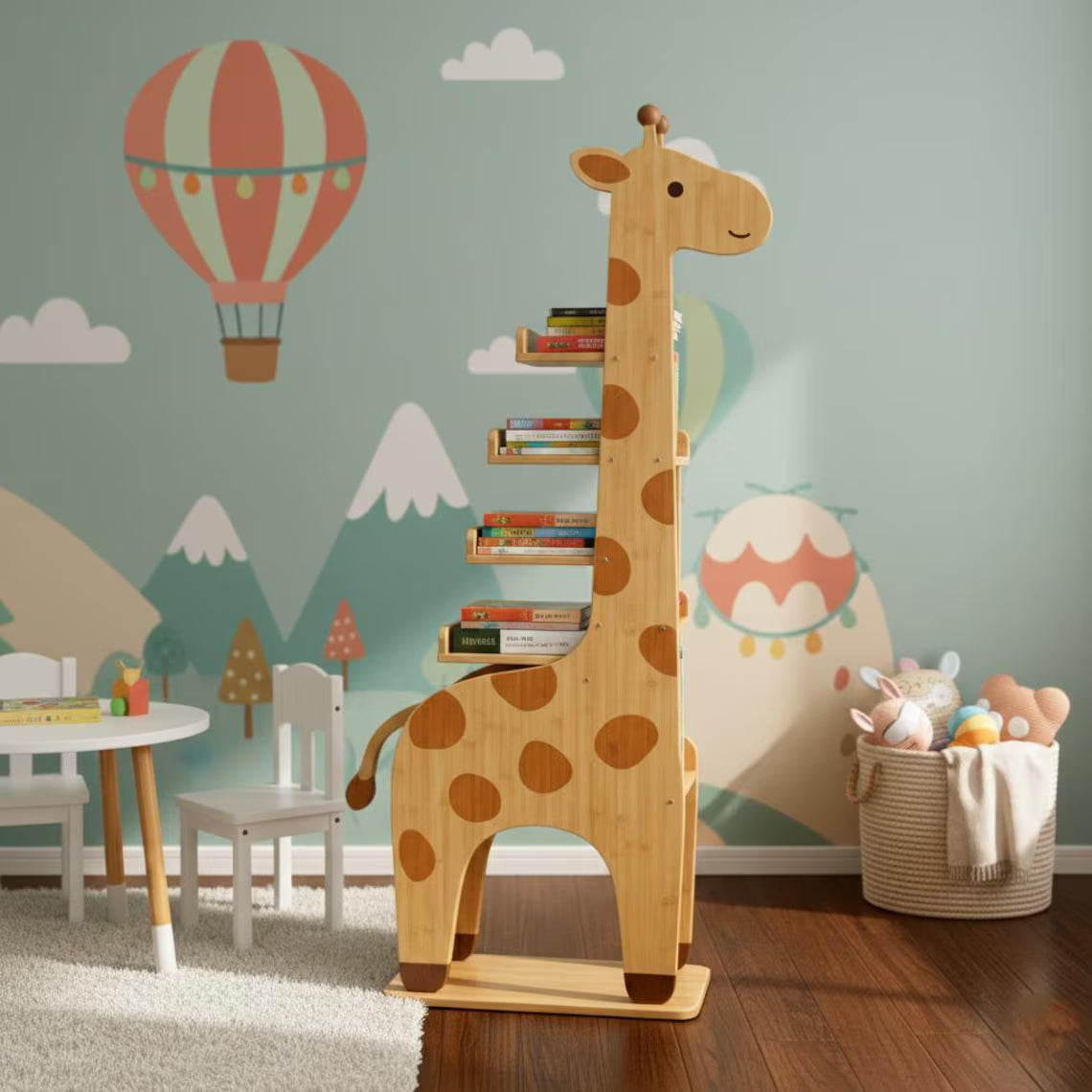 Giraffe Kids Bookshelf l Delicate Handmade Children’s Bookcase for Nursery & Playroom