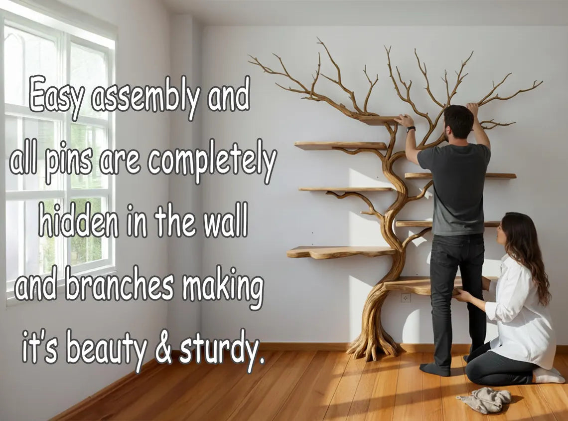 Corner tree branch bookshelf decor floor bookcase art wall mount home decortive