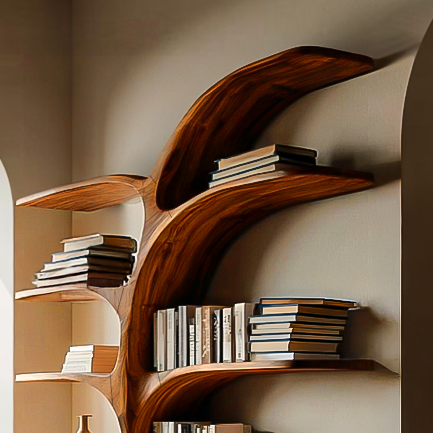 Contemporary Sculptural Curved Bookshelf For Living Room Interior