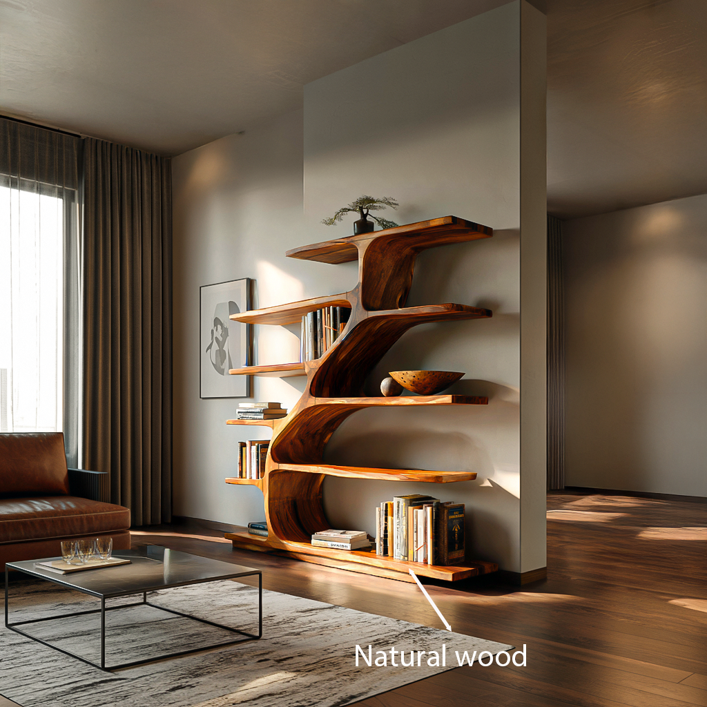 Organic Modern Bookshelf With Flowing Curves For Home Decor