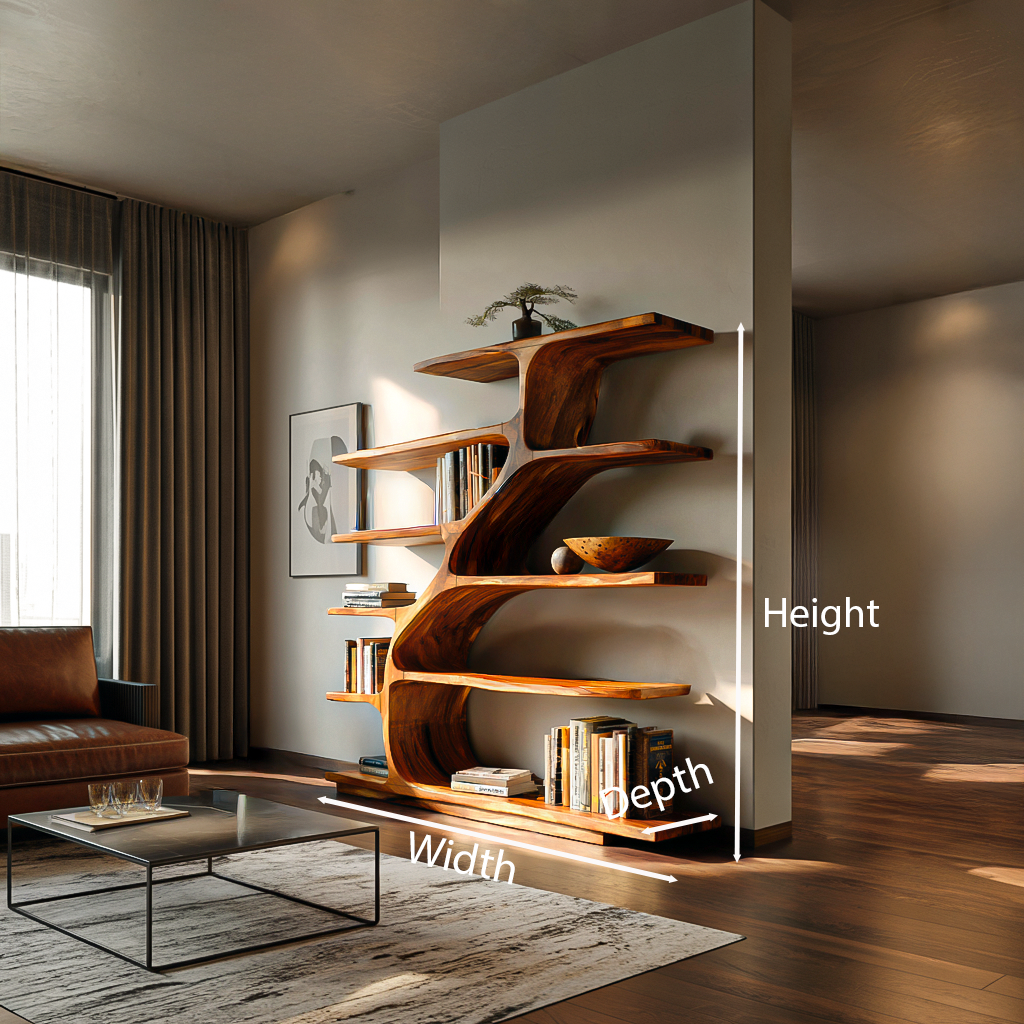 Organic Modern Bookshelf With Flowing Curves For Home Decor