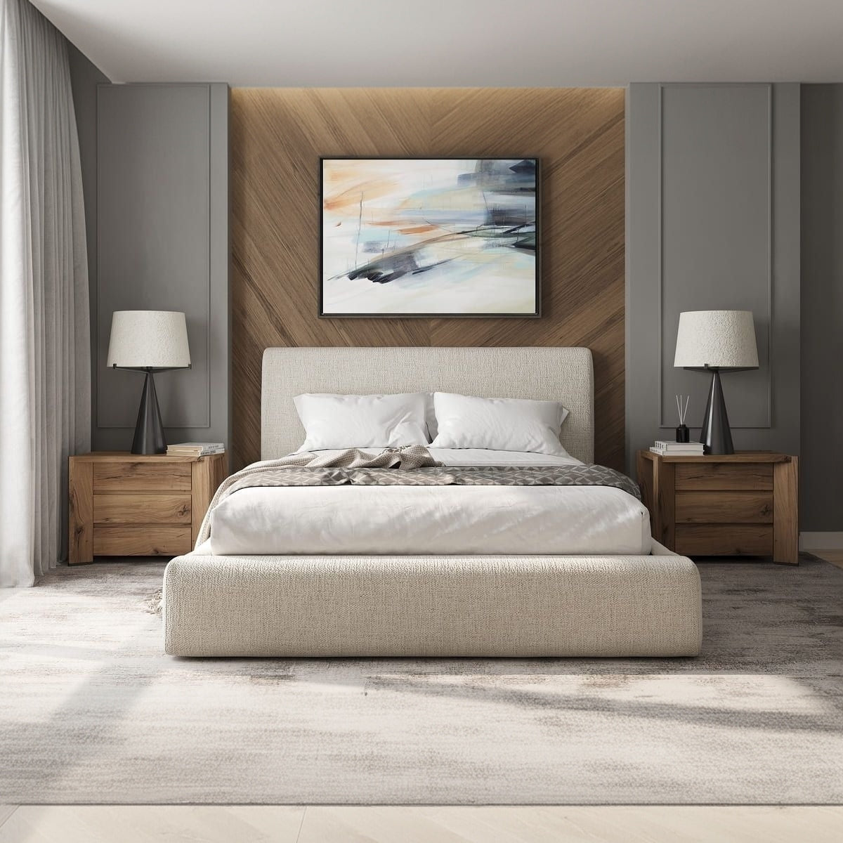 Noelle Storage Bed — Lift-up Storage, Linen Fabric
