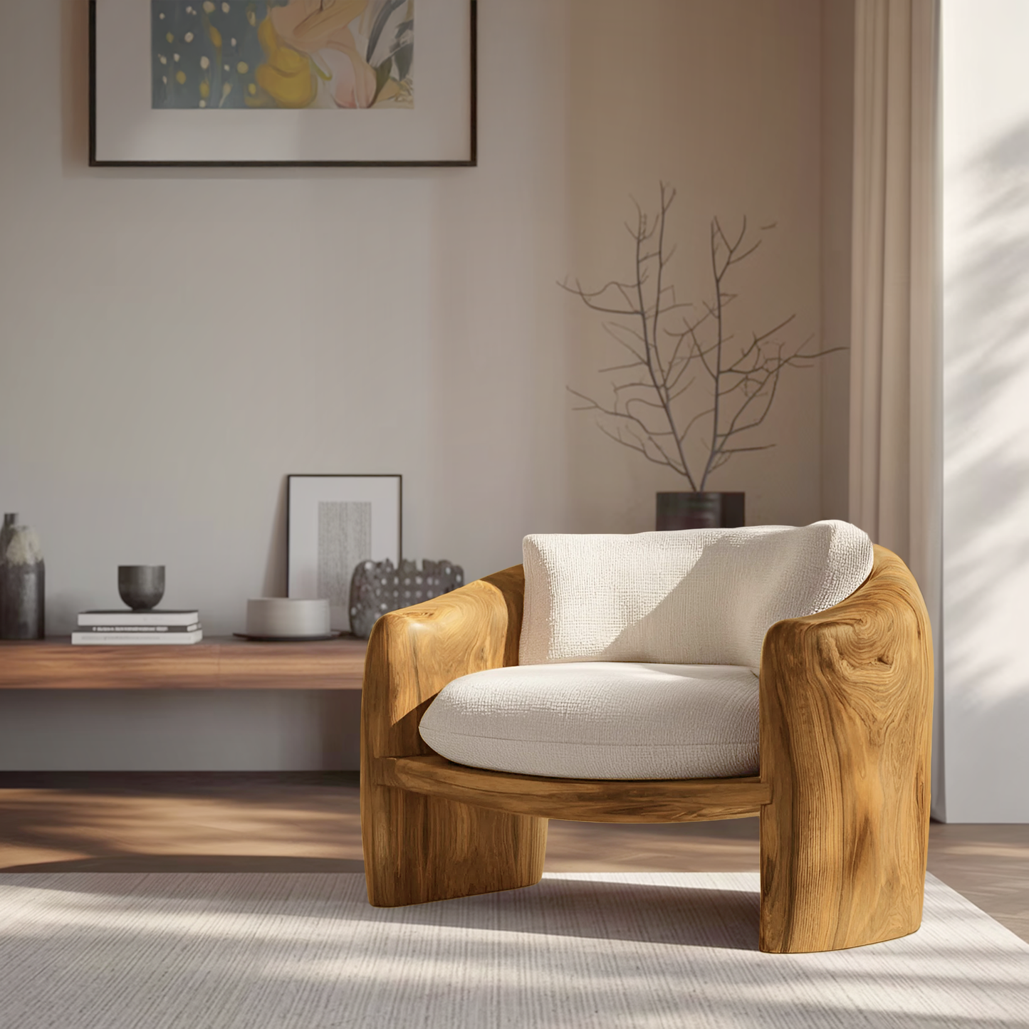 Modern Organic Lounge Chair Sculptural Form For Living Room