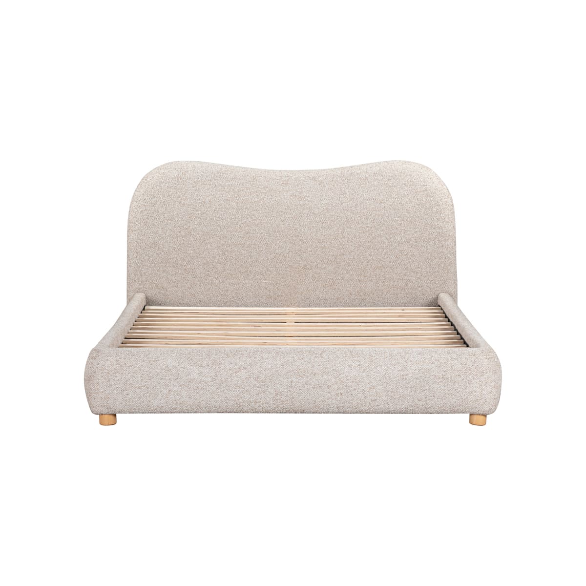 Oliver Bed – Curved Boucle Upholstered