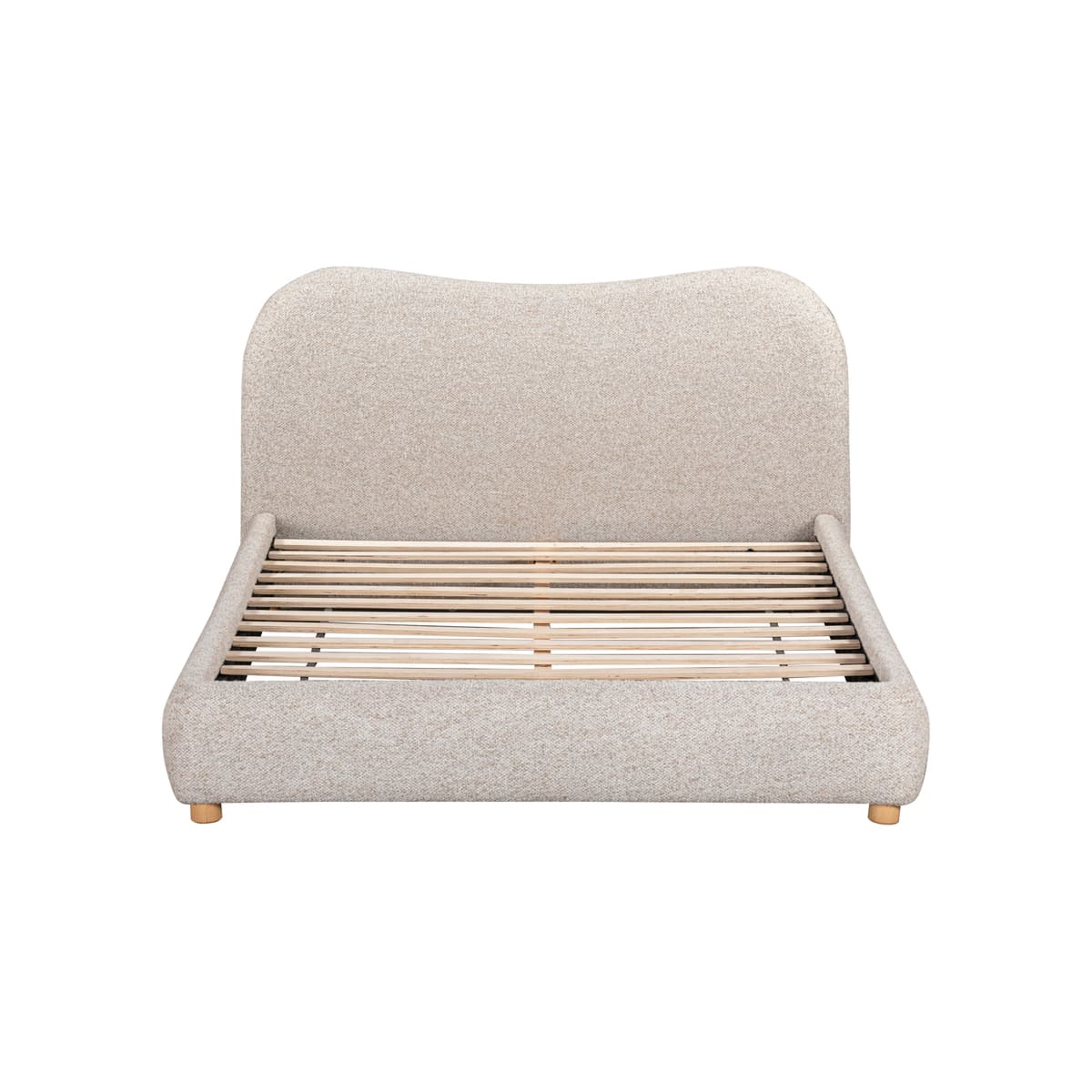 Oliver Bed – Curved Boucle Upholstered