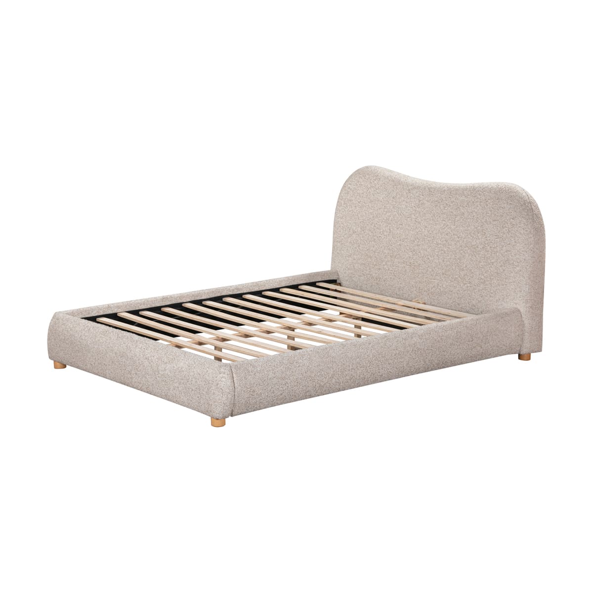 Oliver Bed – Curved Boucle Upholstered