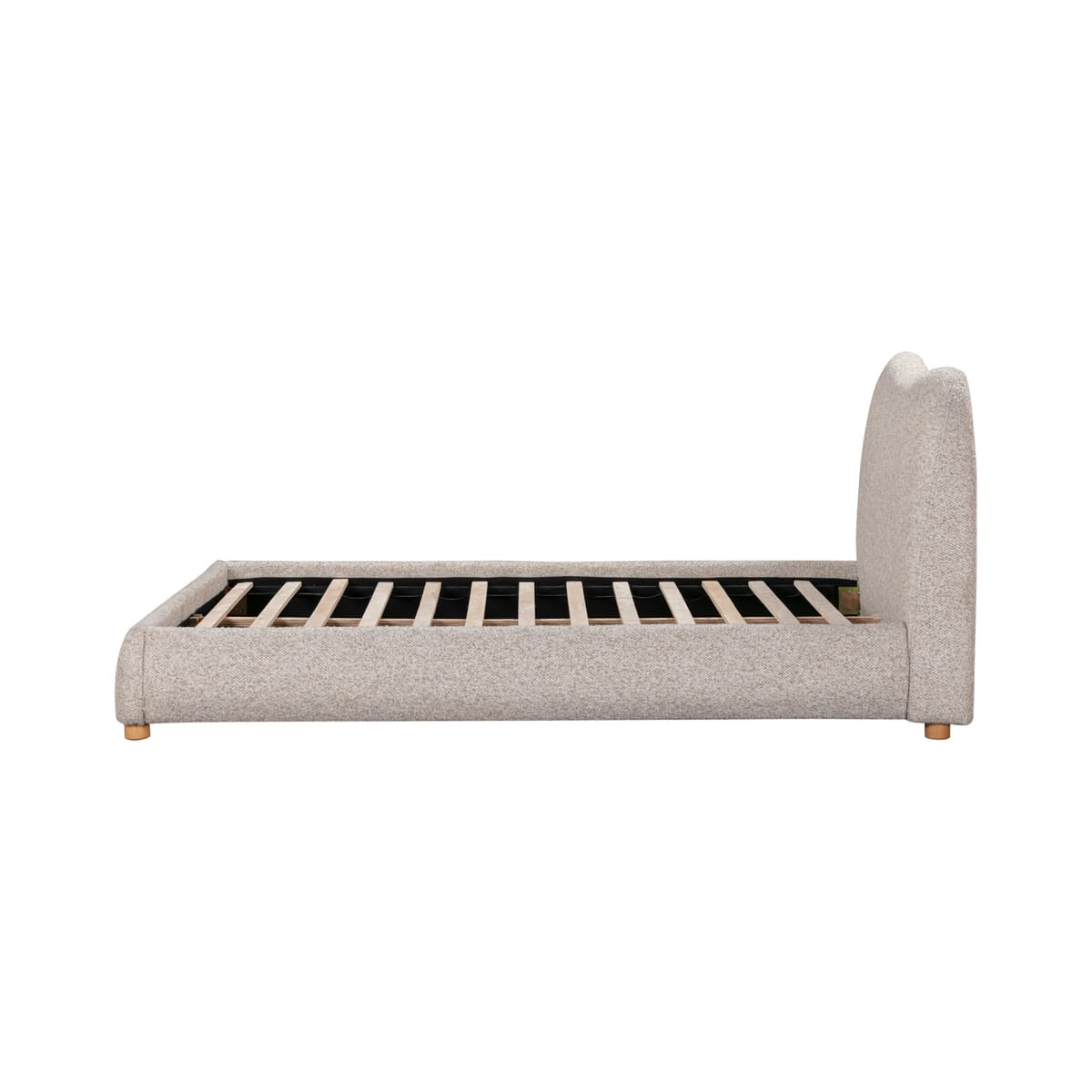 Oliver Bed – Curved Boucle Upholstered