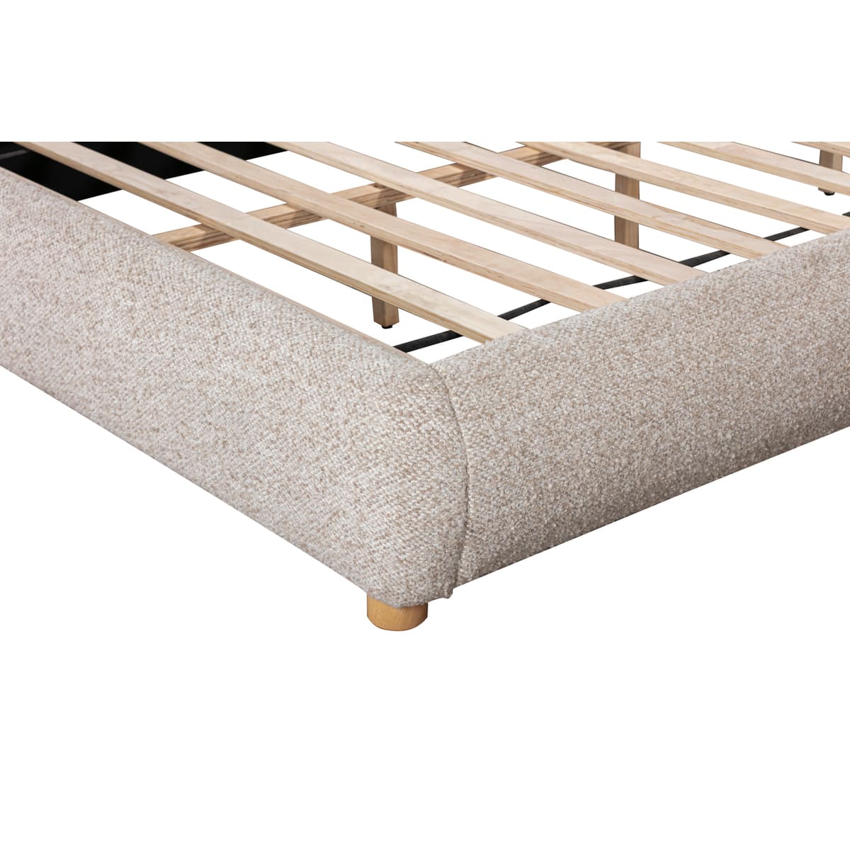 Oliver Bed – Curved Boucle Upholstered